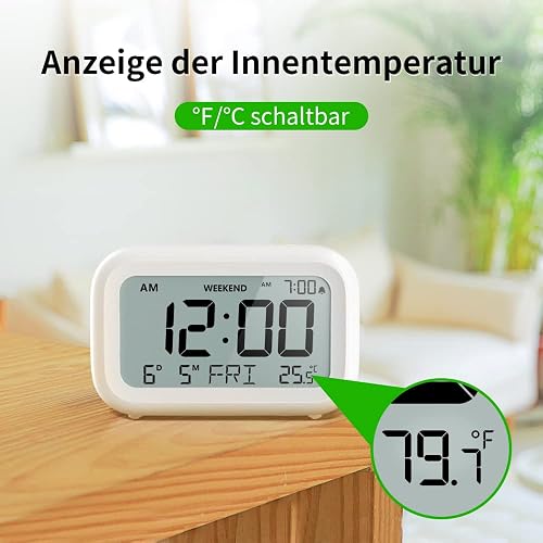 Digital Bedside Alarm Clock,Battery Powered,2 Level Volume,Snooze,Weekend - 7