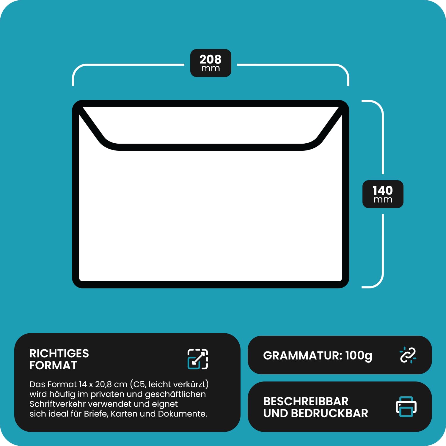 Netuno 500 buste per lettere bianco 14 x 20,8 cm 100g Amber busta lettera carta bianca elegante taglio dritto con strip adesivo per ufficio invito partecipazione