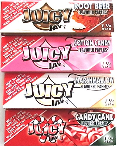 Juicy Jays Flavoured Rolling Papers 1 1/4 4 Pack (Root Beer, Cotton Candy, Marshmallow, Candy Cane)