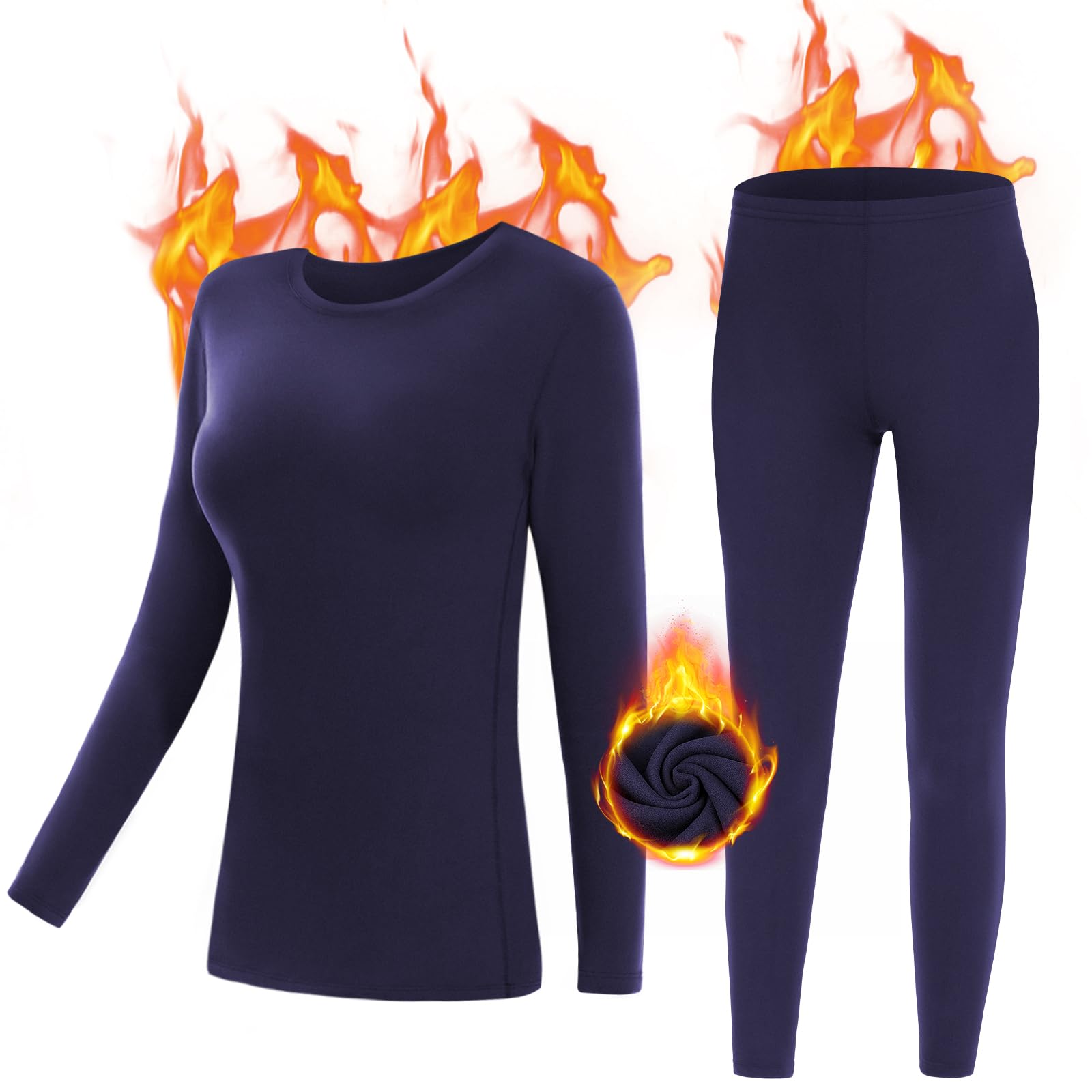 YUTYTHThermal Underwear Womens Warm Base Layer Top and Leggings Ladies Long Johns Winter Ultra Thick Fleece Lining Underwear Set for Cold Weather Daily Wear and Skiing Workout