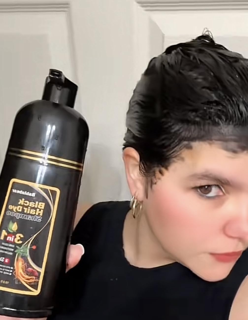 KINGMING Black Hair Dye Shampoo 3 in 1 for Gray Hair, Hair Color Shampoo for Women Men Grey Hair Coverage, Herbal Ingredients Champu Con Tinte Para Canas 500ml (Black)
