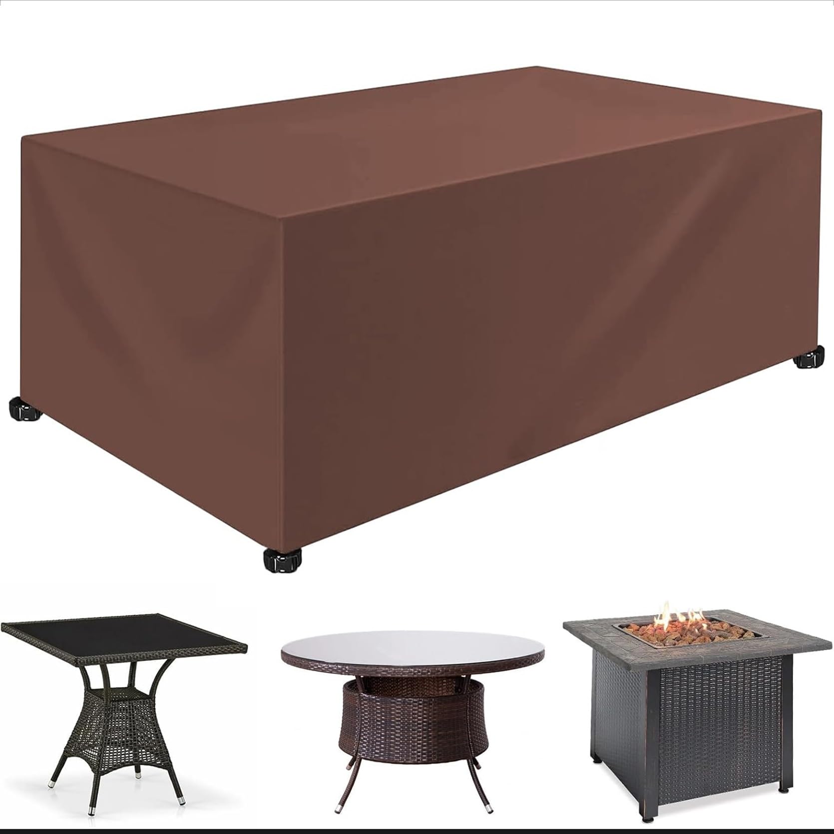 Copertura Tavolo Esterno Telo 40 x 350 x 40 cm Tessuto Oxford 420D, Anti-UV, Antipolvere, Tessuto Oxford Copritavolo Esterno Telo, per Sedie, Divani, Tavoli, Marrone