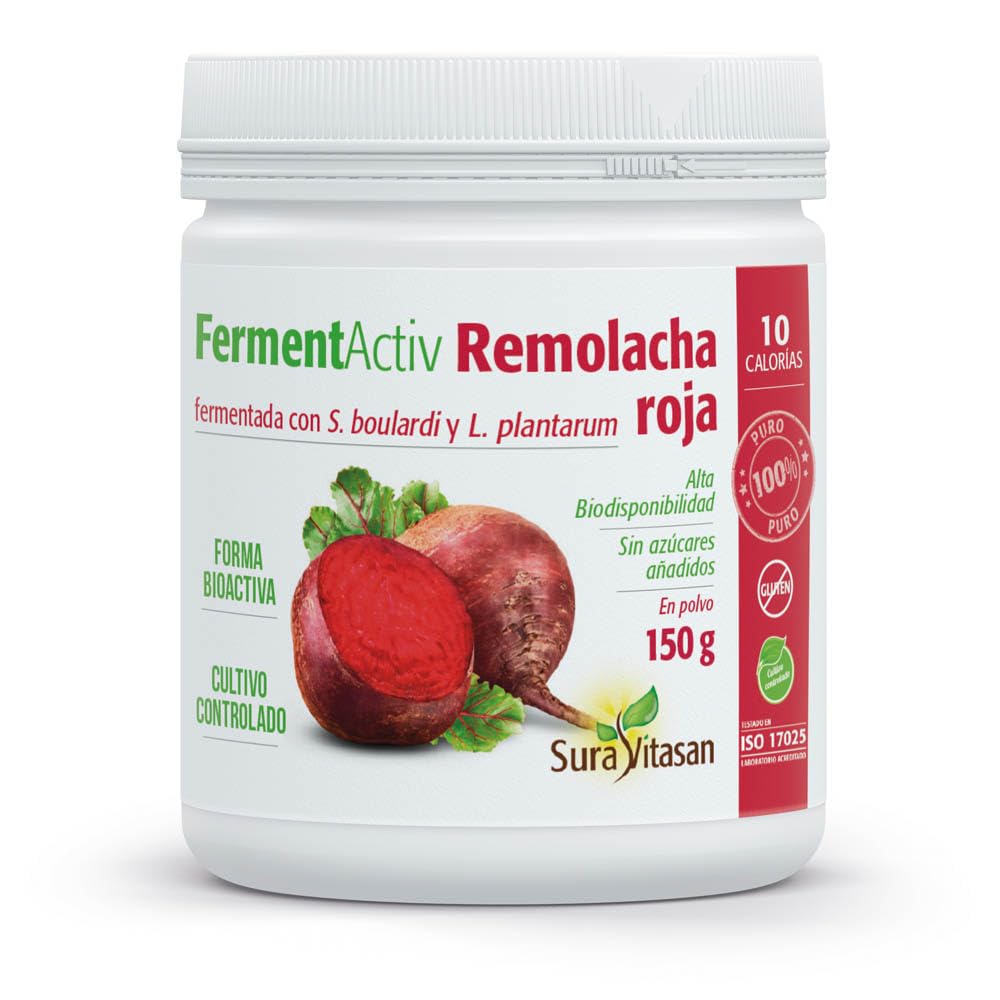 SURA VITASAN FermentActiv Remolacha Roja en Polvo 150 g – Raíz de Remolacha Fermentada de Alta Biodisponibilidad – Producción de Óxido Nítrico para Rendimiento Físico y Soporte Circulatorio