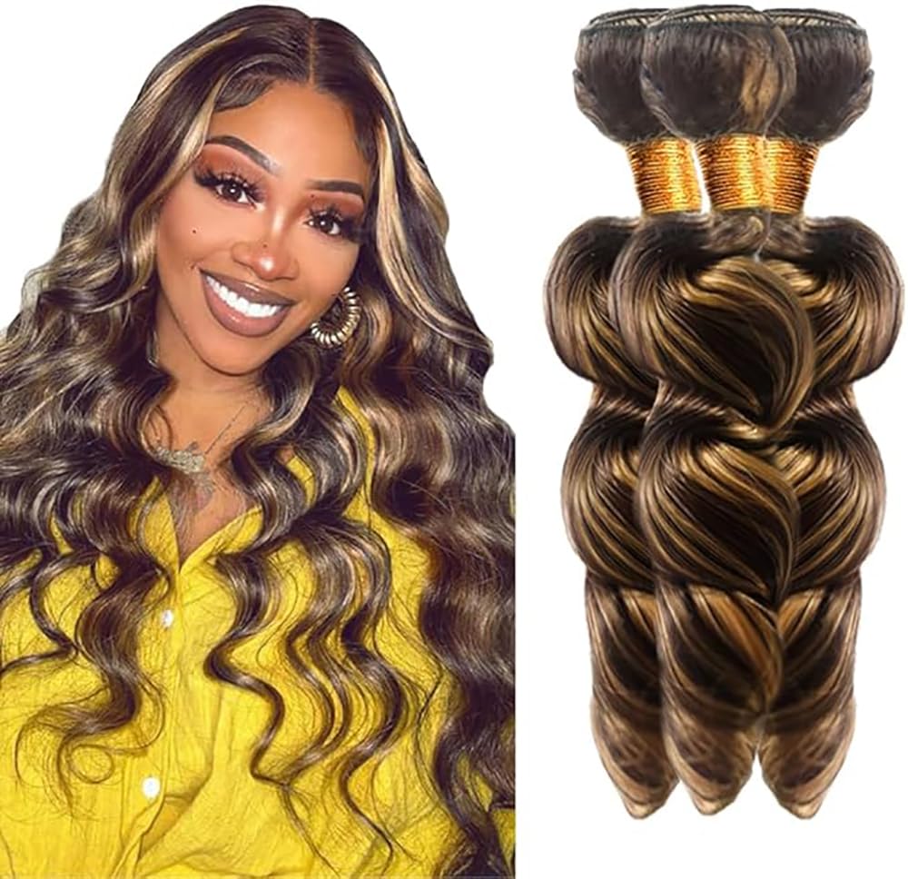 Extension Capelli Veri Umani Loose Deep Wave Human Hair Bundles Tessitura Unprocessed Remy Double Weft Extensions 100g/Per Colore Highlight Blonde for Woman 30 32 34 Inch