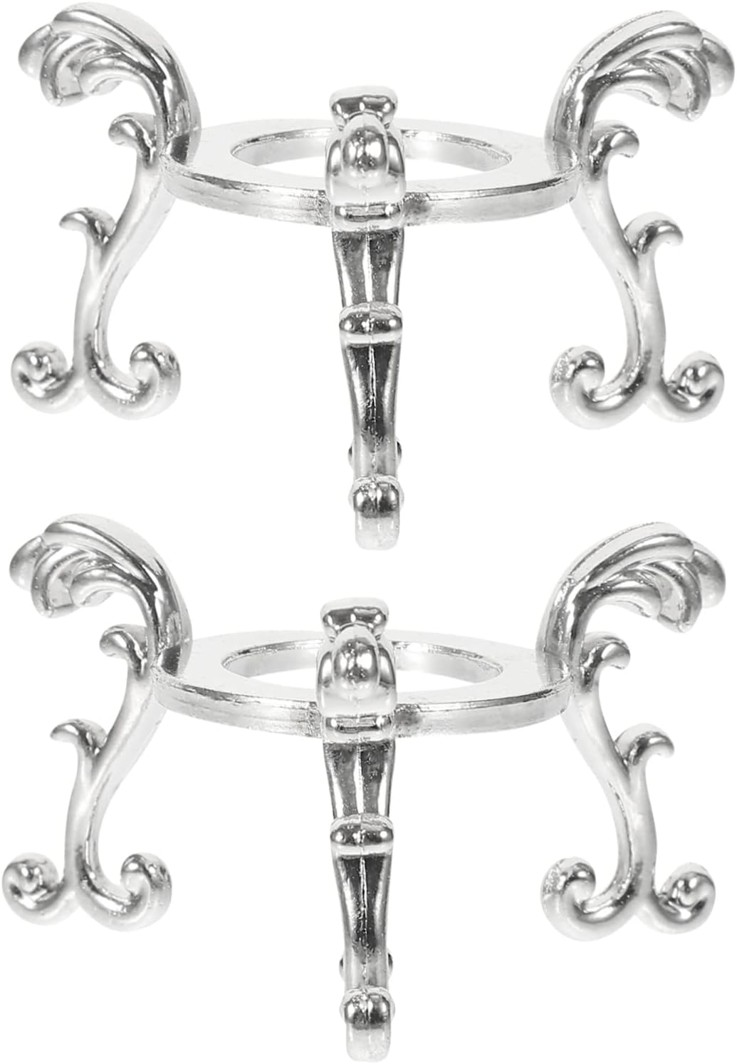 Levemolo Crystal Ball Stand 2pcs Alloy Silver Desktop Display Base