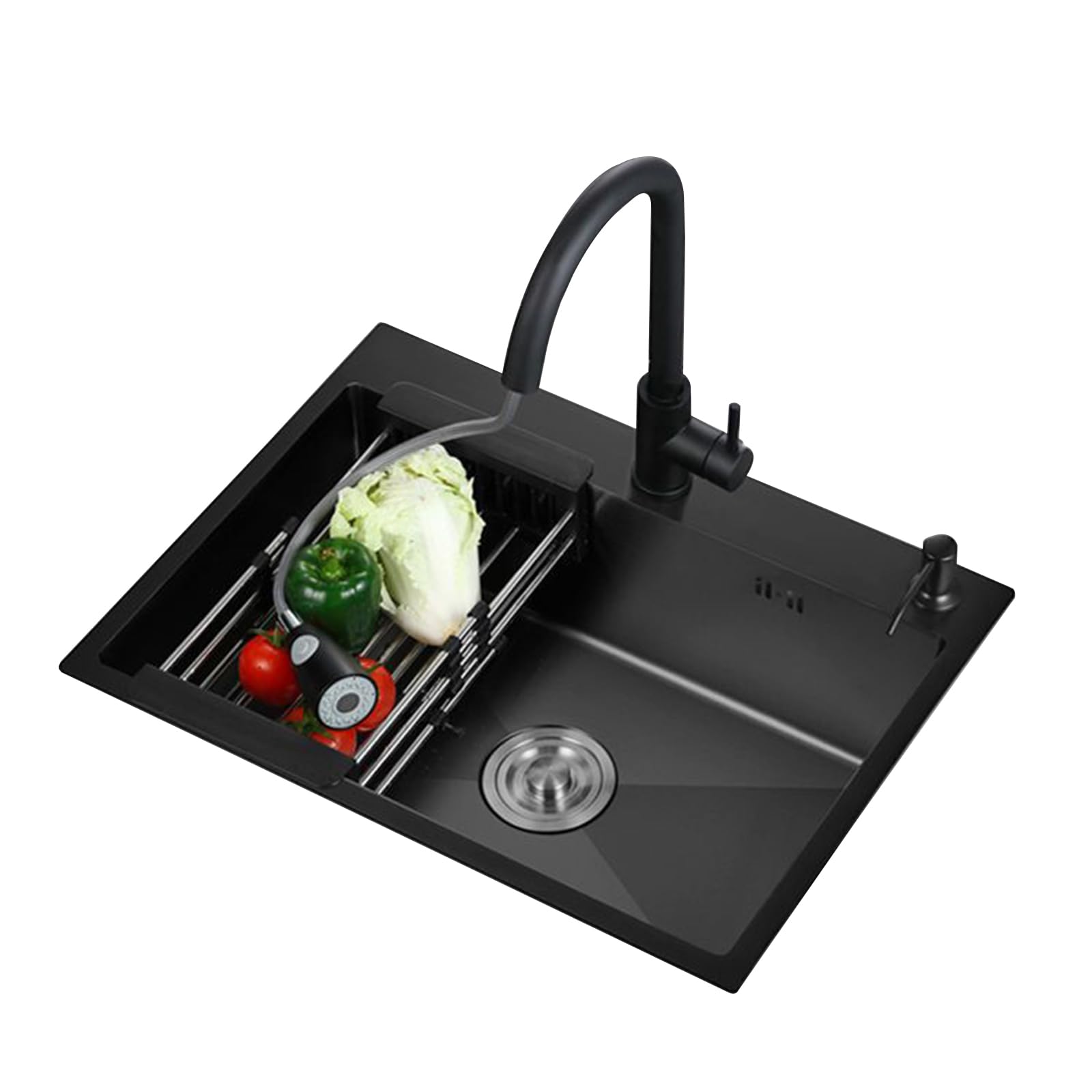 TAXXII Large Single Bowl Kitchen Sink, 1 Compartment Commercial Topmount Stainless Steel Bar Prep Sink(60X45cm/23.6X17.7in)