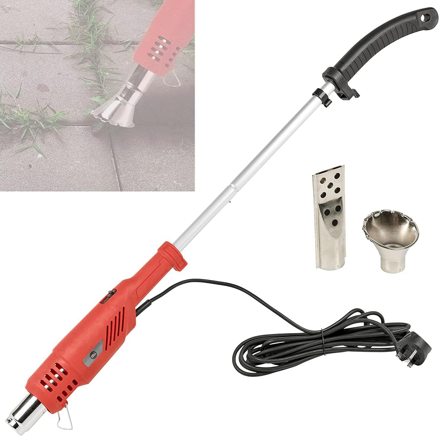 Bruciatore elettrico for erba, bruciatore termico elettrico for erbacce da 2000 W, diserbante a fiamma da 500 l/min e soffiatore d'aria for barbecue con 2 ugelli, diserbante da 60-650 °C for giardino