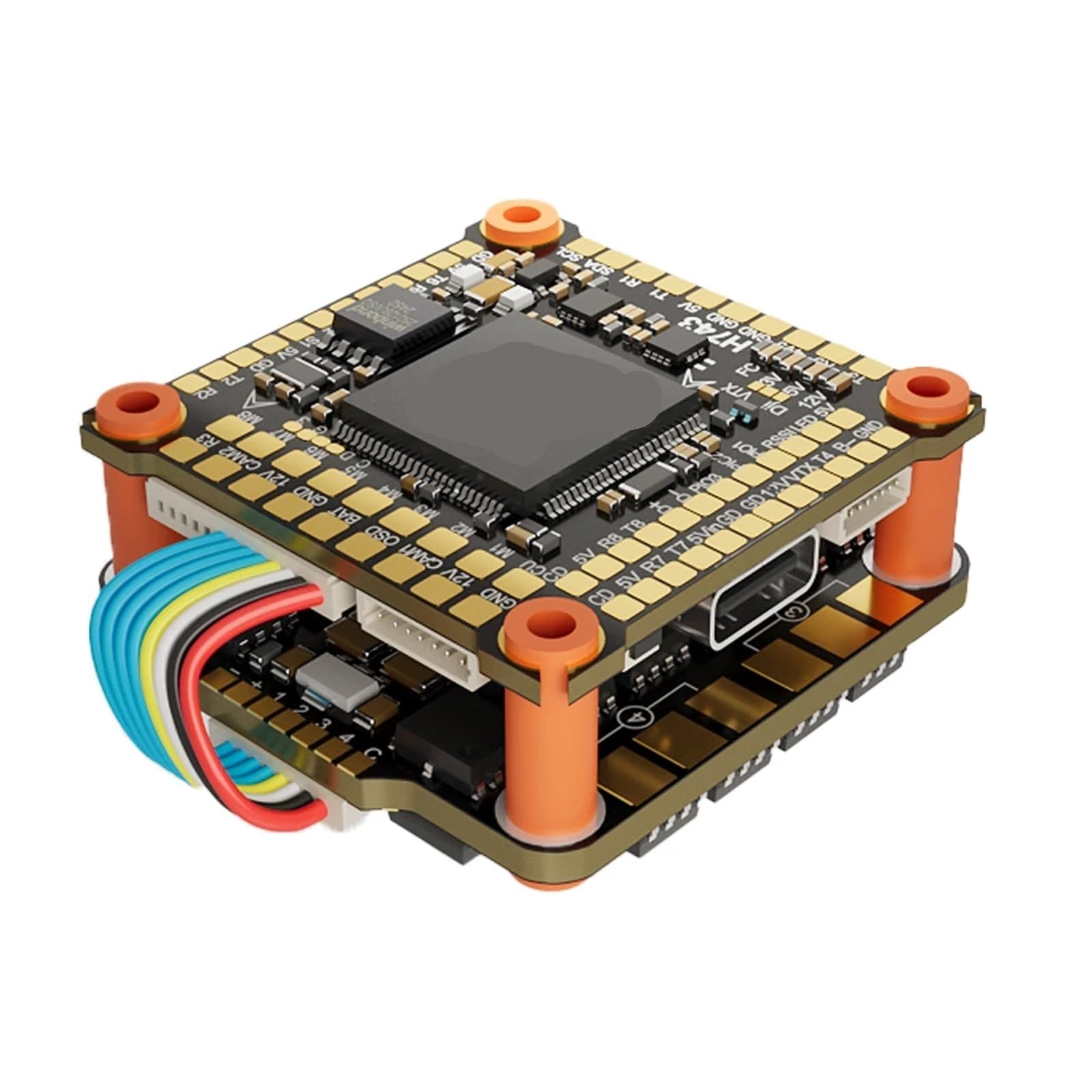 Compatibile con DAKEFPV H743 Flight Controller Stack con barometro OSD 70A ESC for droni FPV(H743 FC)