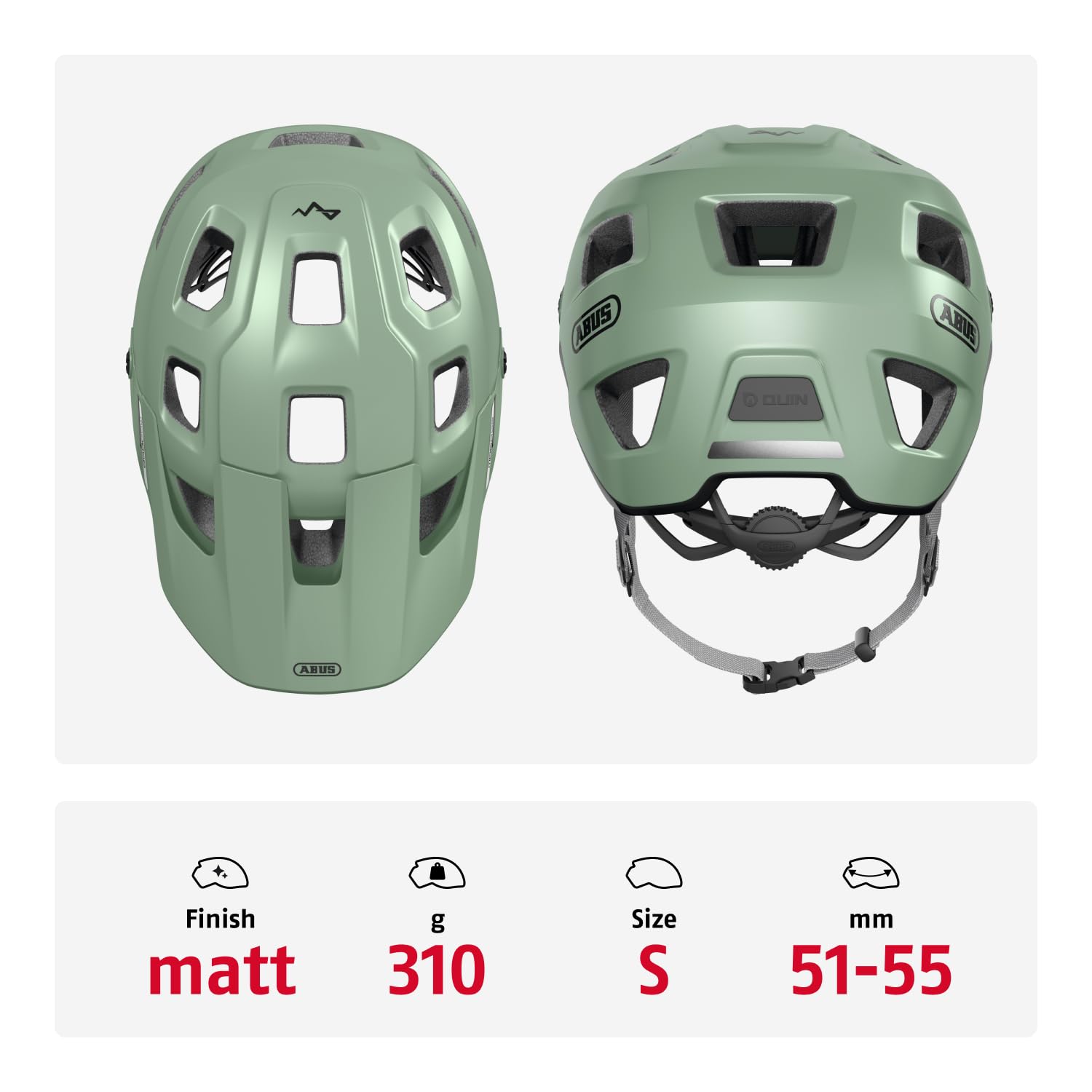 ABUS MTB-Helm MoDrop - robuster Fahrradhelm mit guter Belüftung für Mountainbiker - individuelle Passform - Unisex - Grün, S