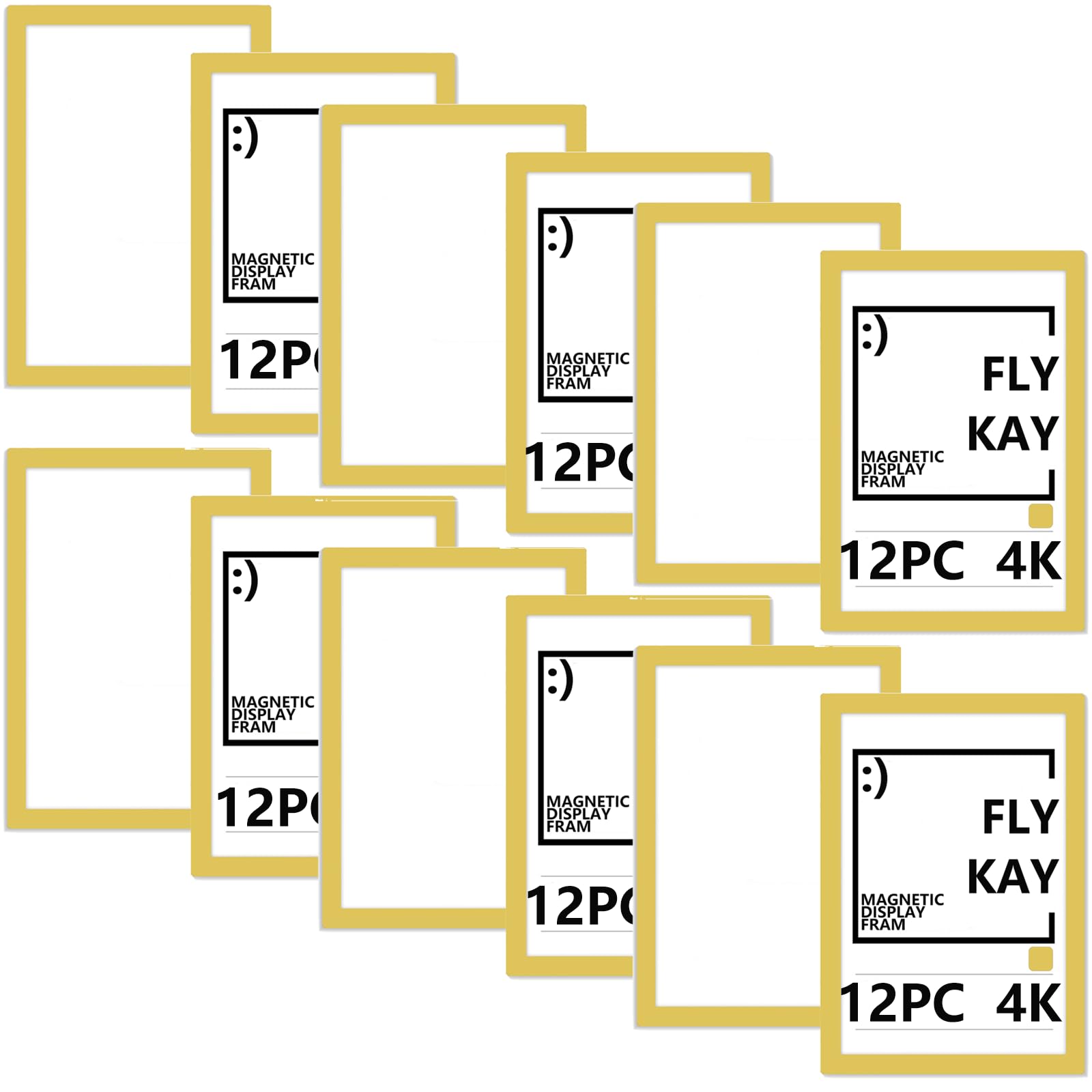 12PCS 4K Magnetic Photo Frames, Self Adhesive Magnetic Picture Diamond Painting Art Display Frame, Waterproof Clear Sign Holders for Notices, Certificate, Poster, Ads, Documents