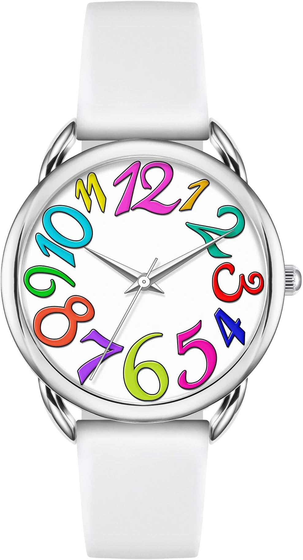 - Watch for Women Big Face Colorful Arabic Numeral Easy to Read Soft Silicone Strap Watch