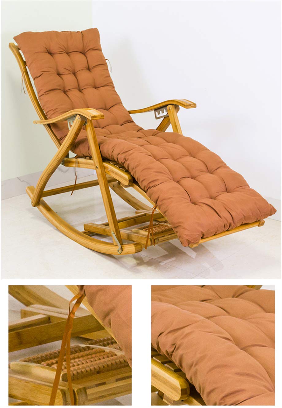 Silla Mecedora de jardín Sillón reclinable Plegable de bambú Reposabrazos Ajustable for Exteriores Silla Hamaca Plegable de Gravedad Cero, con reposapiés Acolchado de púrpura Máx. 150 kg