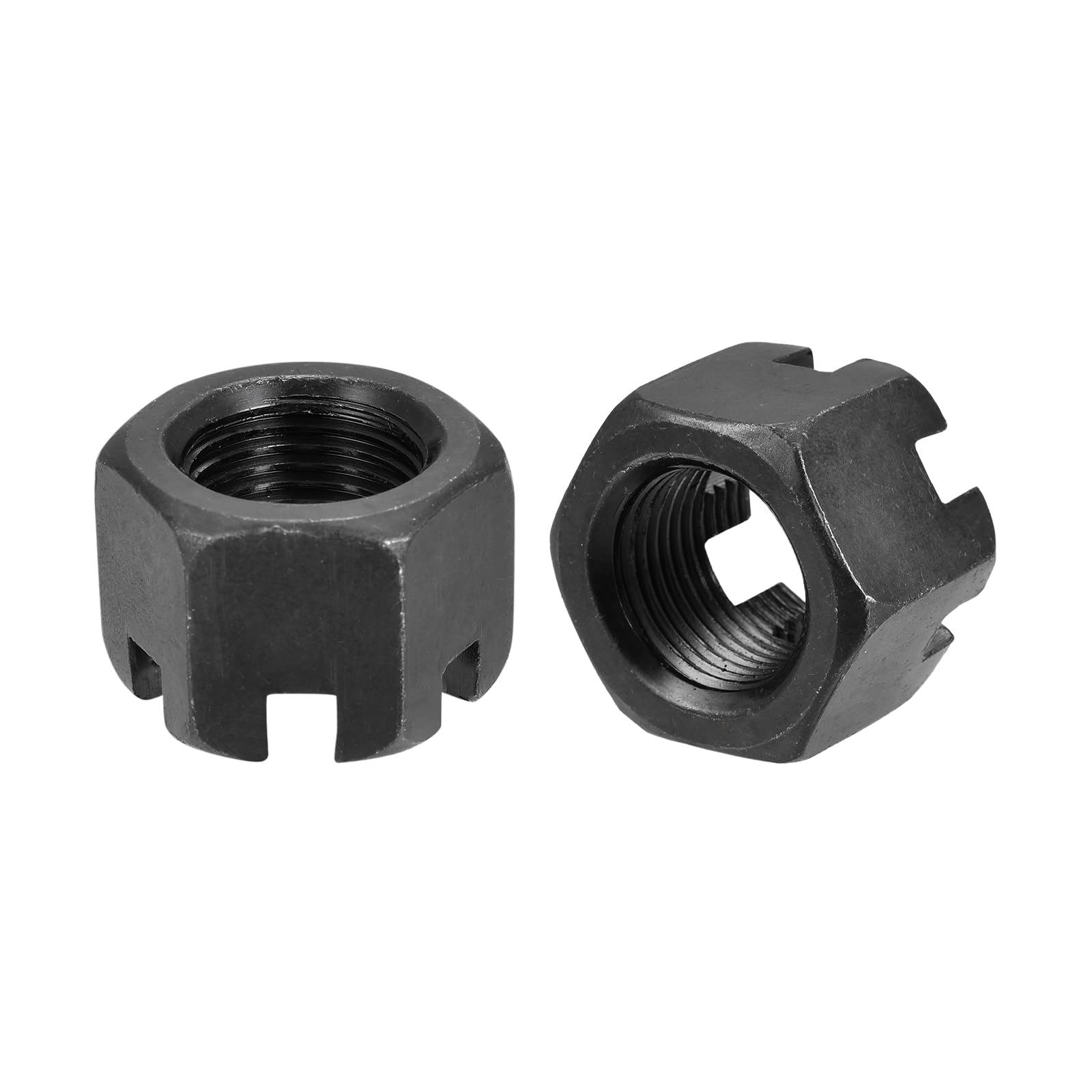 QUARKZMAN M18x1.5mm Tuerca Ranurada Hexagonal, Tuerca Hexagonal de Acero al Carbono Grado 4.8, Negra, 6 Piezas