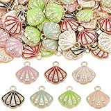 Style océan:ces breloques en forme de coquillage, orné de strass étincelants, sont pleins de la beauté naturelle de la plage. Vous pouvez facilement créer des bijoux et des œuvres décoratives DIY pleines d'ambiance de vacances d'été, et incorporer des éléments océaniques dans chaque détail fait main.