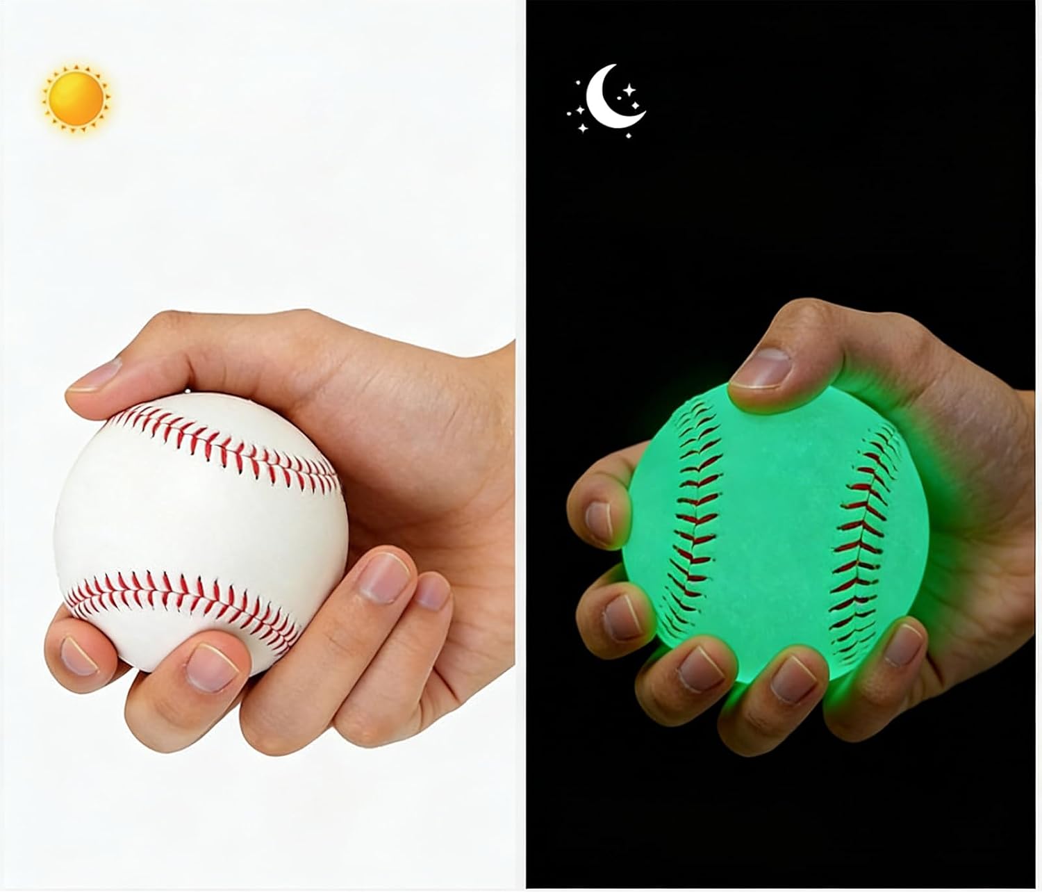 Luminous Baseball, Glow Training, 7.2cm/2.83 Inches with Bright Feature, Durable PU Baseball, Sports Balls with Neon Style, Training Gear for Backyard