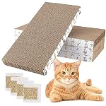 PatiencET Cat Scratching Board 4 Pack, Cardboard Cat Scratcher with Catnips, Flat Double-Sided Cat Scratch Pad for Indoor Small Medium Cats Kittens