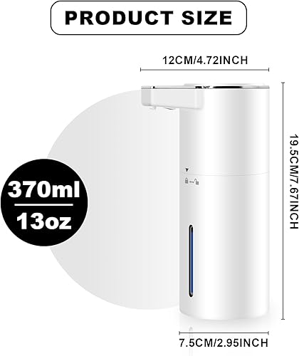 Miniatura 2 de Dispensador automático de jabón de 13 onzas, montaje en pared, sin contacto, de 4 engranajes, ajustable, dispensador de jabón eléctrico ajustable