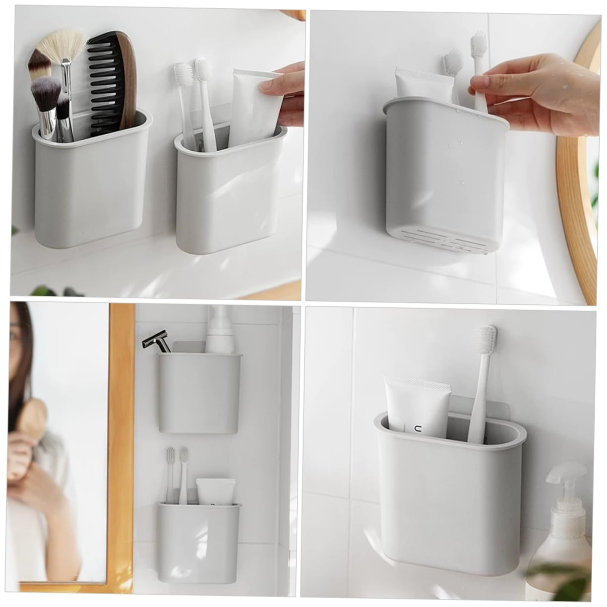 IMIKEYA Lot De 5 Boîtes De Rangement Murales pour Salle De Bain d'angle Support Mural pour Brosse À Dents Organisateur 2 Pièces X 5
