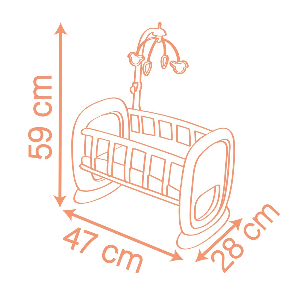 Smoby - Baby Nurse - Cuna con Barras - para Muñecas de hasta 42 Cms - Cama Mecedora - Material Reciclado - A Partir de 18 Meses