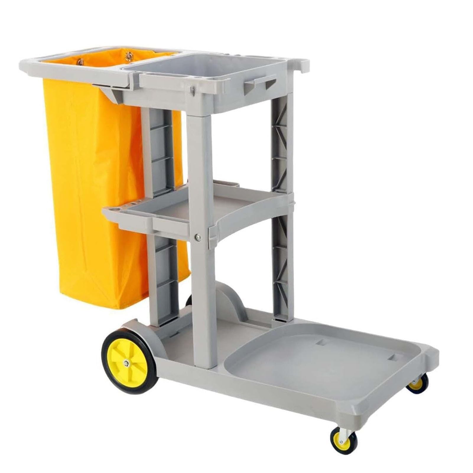 Carrello Per Pulizie Con Coperchio E Borsa Oxford – 3 Ripiani, 4 Ruote, Grande Capacità, Ideale Per Uffici, Hotel, Scuole E Centri Commerciali