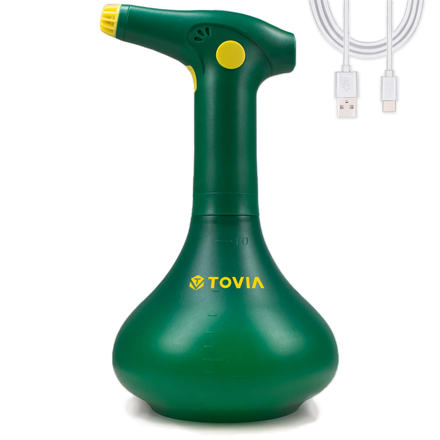T TOVIA Plant Mister Spray Bottle for Indoor/Outdoor Plants, 1L Electric Garden Sprayer with Adjustable Nozzle, Battery Powered Sprayer for Cleaning, Gardening & Fertilizing (Green)