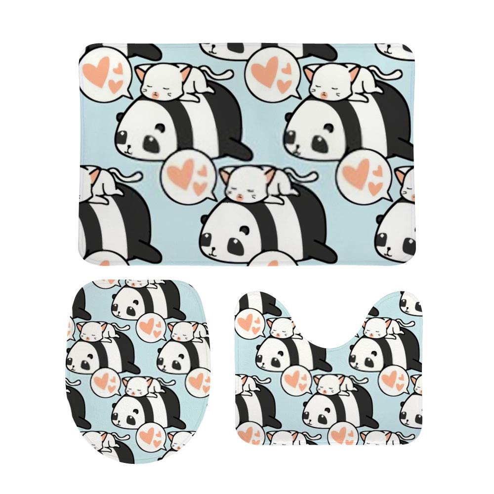 Tapis de bain Panda Chat 3 pièces en velours corail