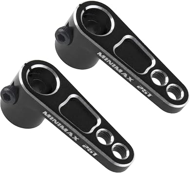 2Pack ShareGoo Metal 25T Servo Horn 25 Teeth Steering Arm Compatible with Futaba Savox Power HD Servos Motor Replacement for 1/8 1/10 RC Off-Road Crawler Drift Racing Car Black