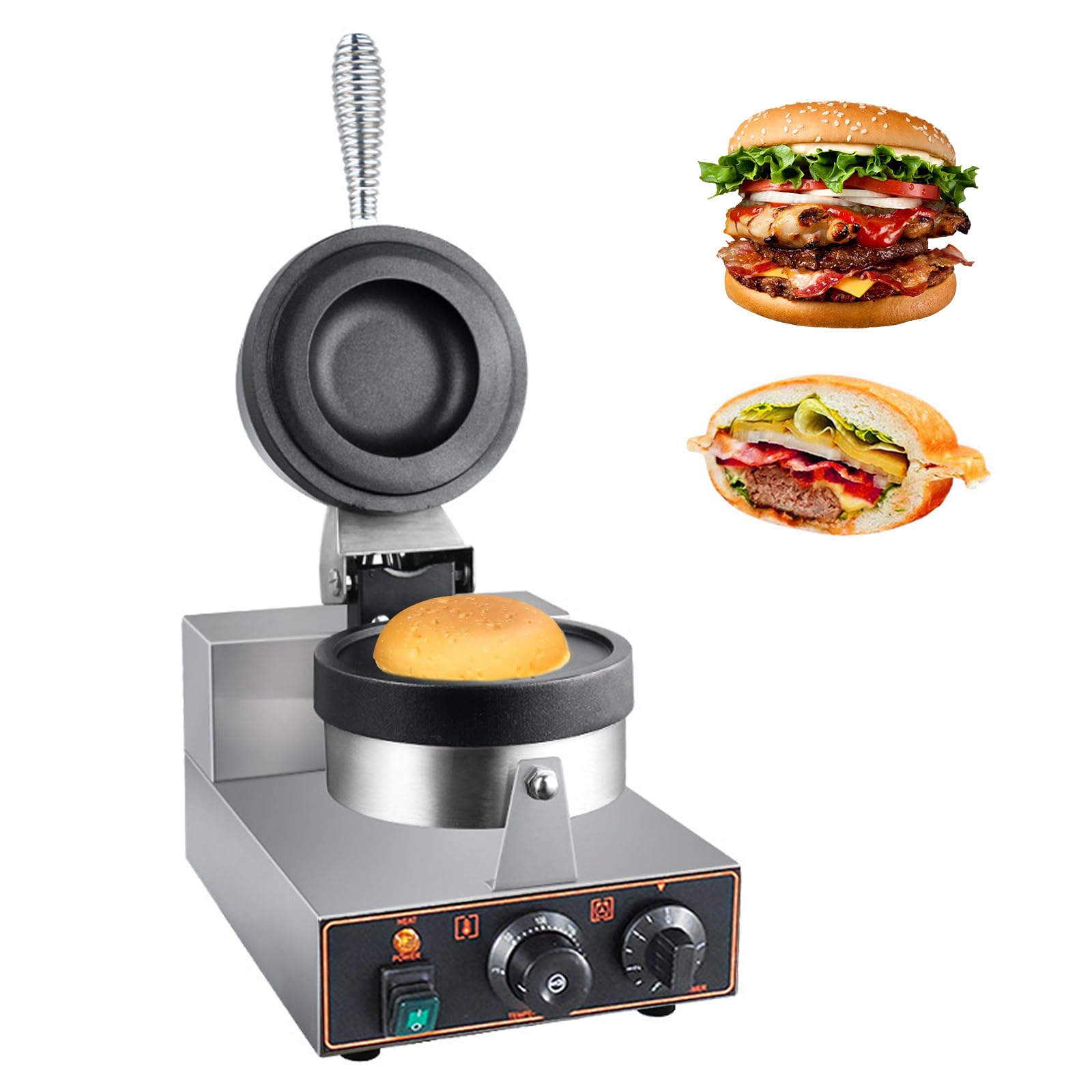 Elektrische UFO-Burger-Presse, kommerzielle Eisburger-Maschine für den Haushalt, 50-300 ℃ Antihaft-Pfanne, beidseitige Heizung, Effizient und leicht zu reinigen