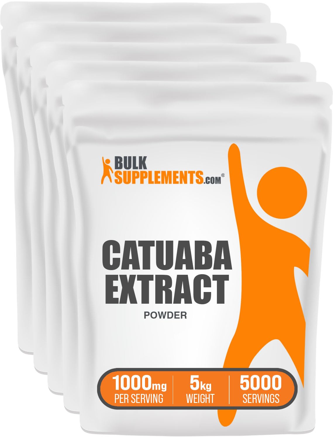 BulkSupplements.com Catuaba Extract Powder - Sourced from Catuaba Bark, for Energy Support - Gluten Free, No Added Sugar - 1000mg per Serving, Pack of 5 (5 Kilograms - 11 lbs)
