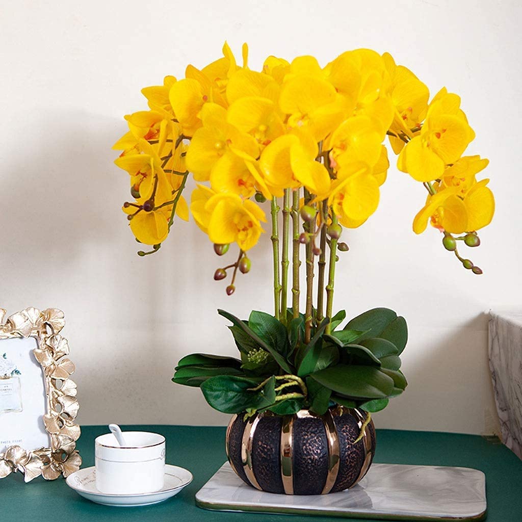 XDLEDMKIZ Orchid Artificial Flowers Artificial Phalaenopsis Flowers Plant Arrangement Faux Orchids for Home Office Interior Decoration Artificial Flowers natural look