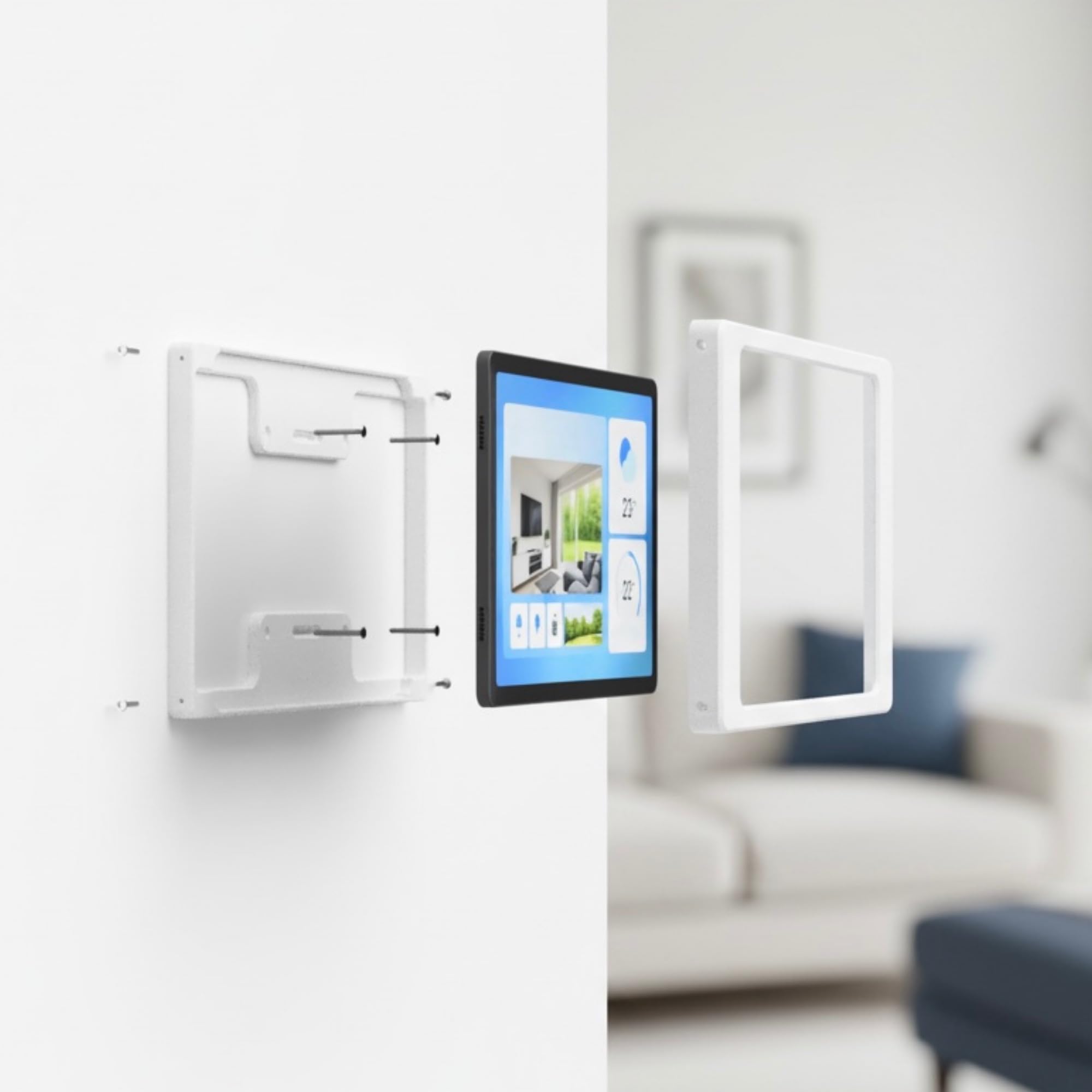 Supporto Tablet da Parete per iPad 10 & 11 Generation (10,9/11 Pollici) - Cornice Fissa Ultra Piatta Bianco