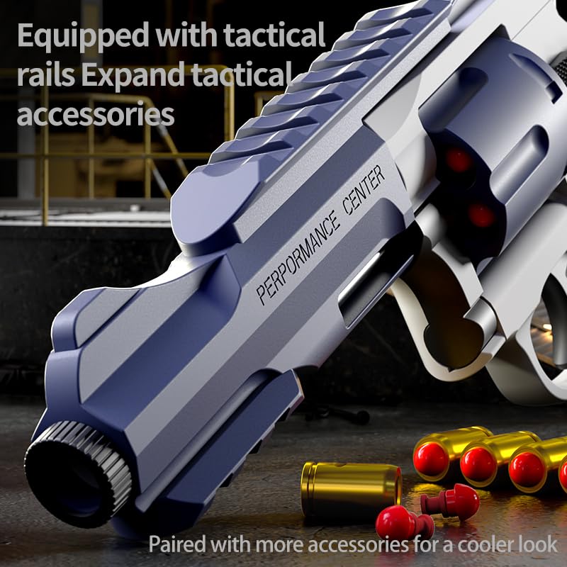 Image of Revolver Toy Gun | Long Barrel Strong ABS Plastic Airsoft Gun Pistol Fully Automatic | 12 Bullet Shell' and 50 Bullets Included(Green+Black)