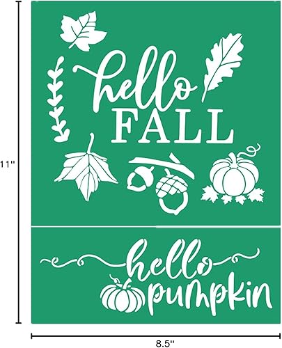 Miniatura 7 de JAJADO Plantilla de pantalla de seda con texto en inglés "Hello Fall", plantillas adhesivas reutilizables de otoño, transferencia de malla de tiza