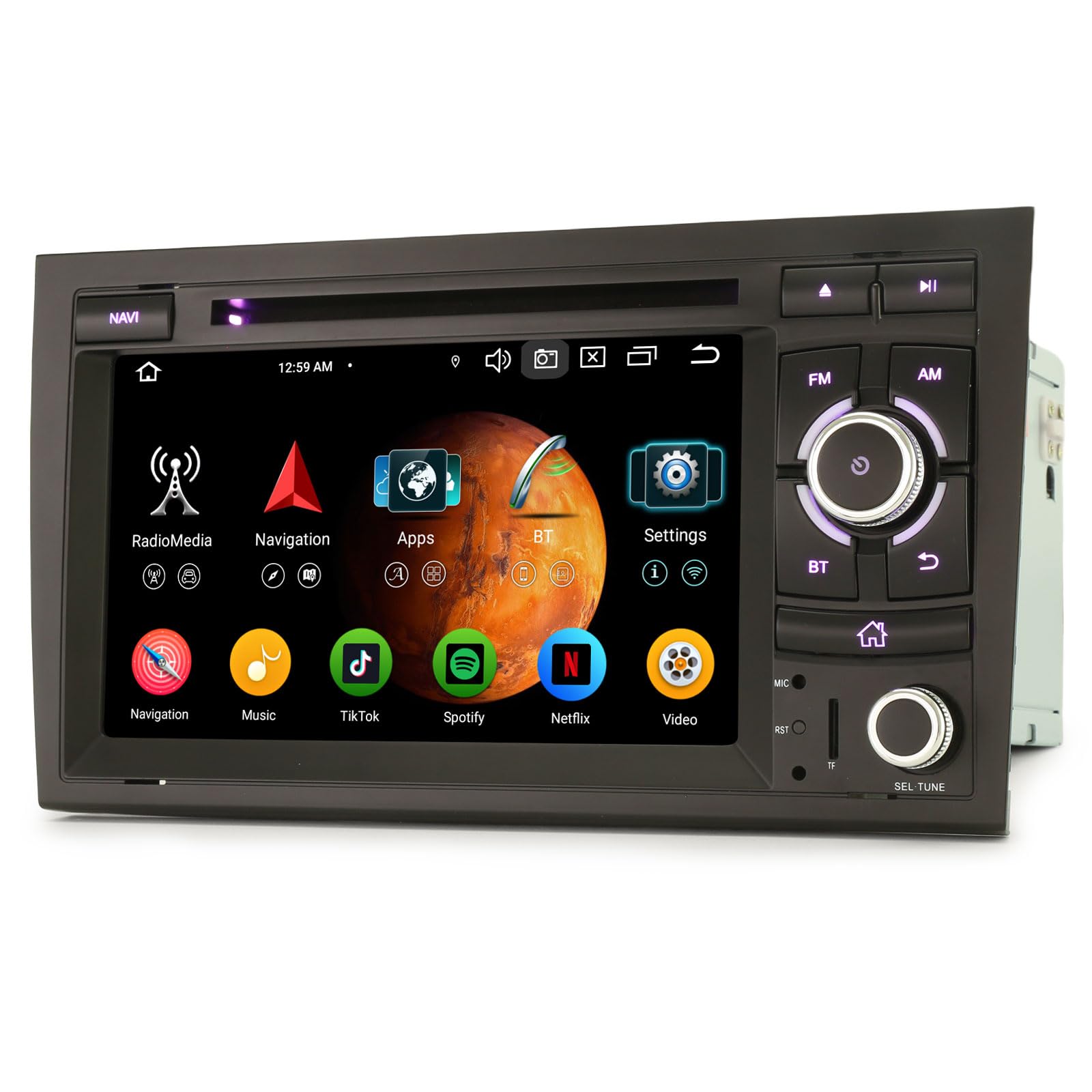 Erisin 8-Core 4GB+64GB Android 14 Autoradio Bluetooth per Audi A4 S4 RS4 8E B9 B7 7 pollici Schermo Tattile IPS Supporto GPS Navigatore CarPlay Android Auto WiFi DSP DAB+ USB FM RDS Canbus Lettore CD