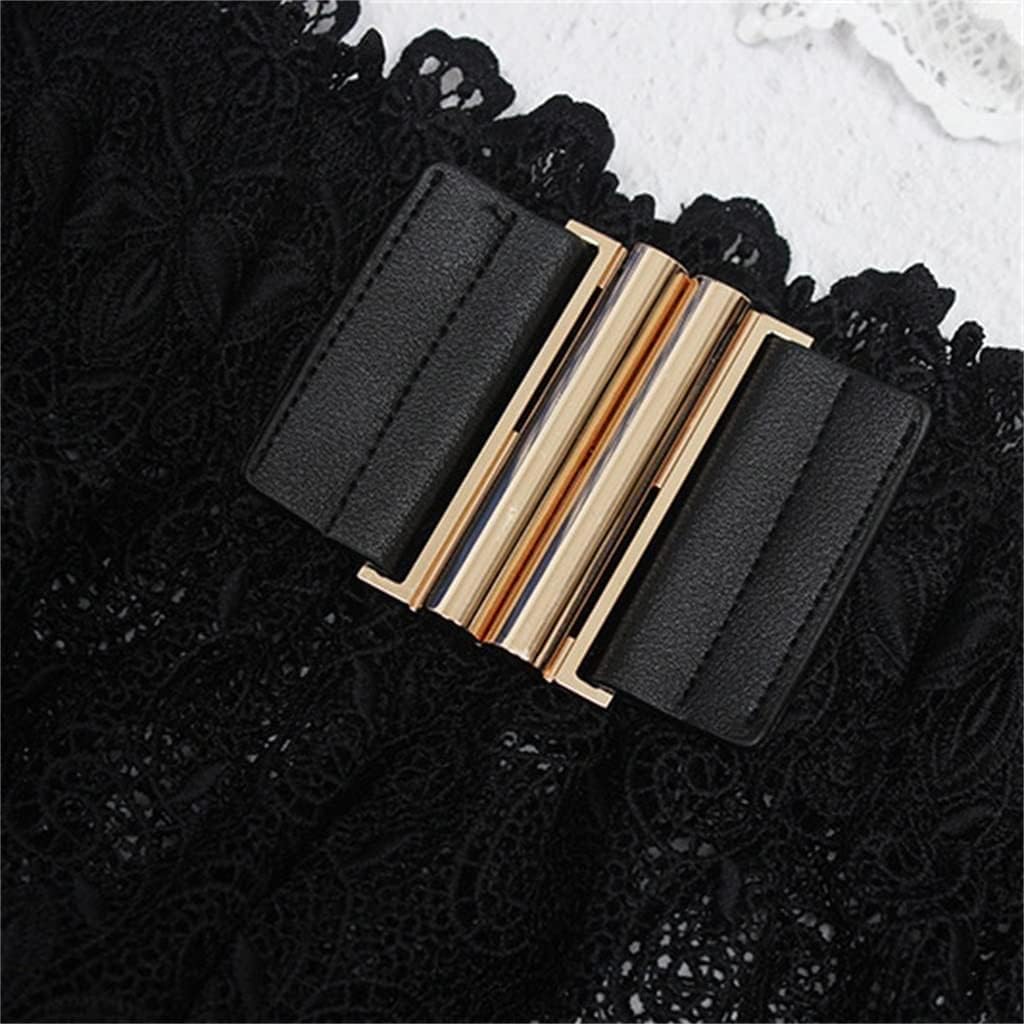 Fashion Women Lace Belt Spring Autumn Elegant Black White Peplum Belts Wide Ladies Dress Skirts Waistband (Color : Black, Size : One Size(60cm))