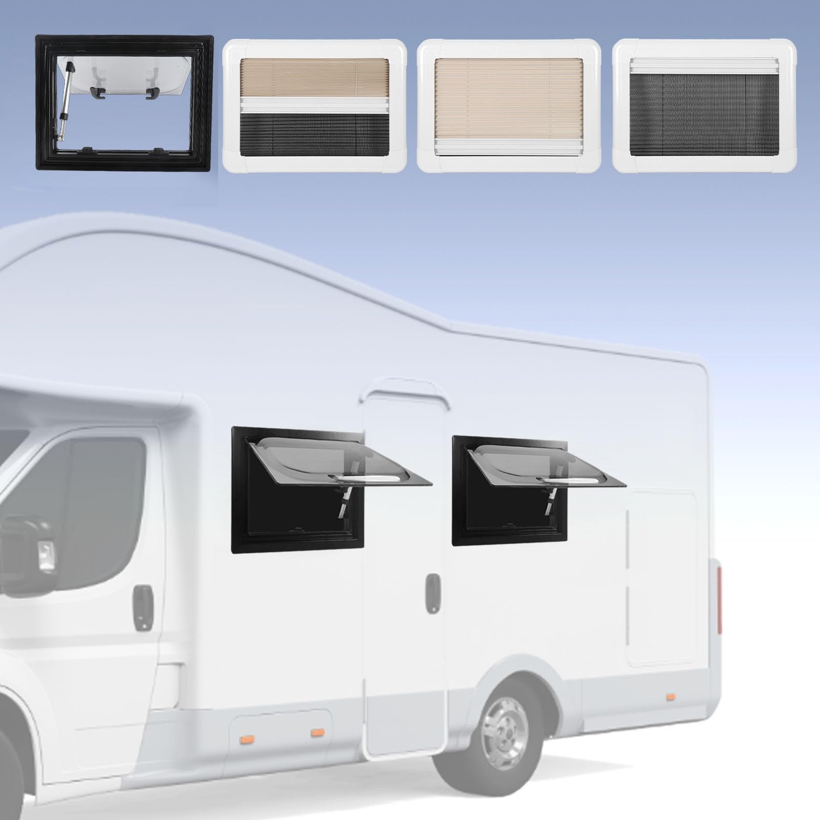 Fenêtre Coulissante pour Camping-Car, Acrylique Double Couche Résistant aux UV, Pare-Soleil Réglable pour Maisons Mobiles et Remorques, Alliage D'aluminium Durable