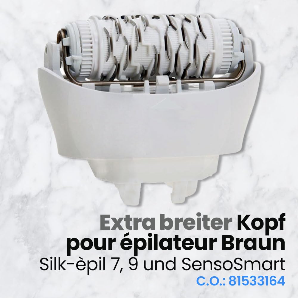 Anakel Home Repuesto Cabezal Depilación 81533164 Compatible con Braun Silkepil 7, Silkepil 9, Xpressive y SensoSmart, Cabezal Extra Ancho, Color Blanco