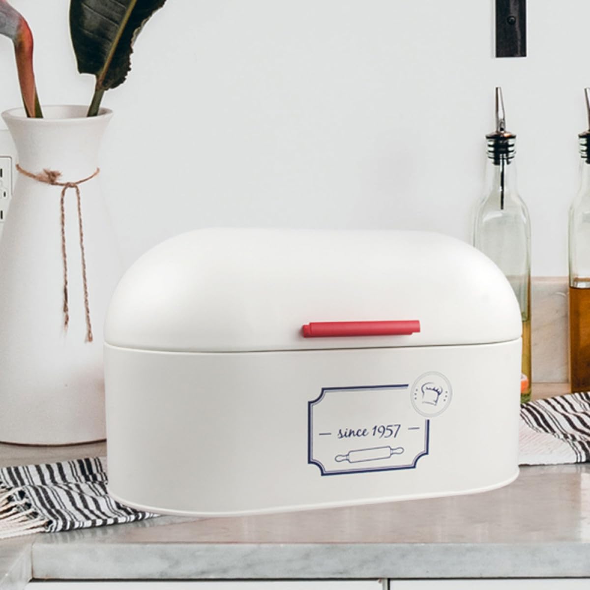 Cabilock Bread Box Grande in Metallo Bianco, Stile Europeo, 1 Pezzo | Mantiene Pane Fresco, Superficie Liscia e Lavorazione Fine, per Bakery e Shopping Mall