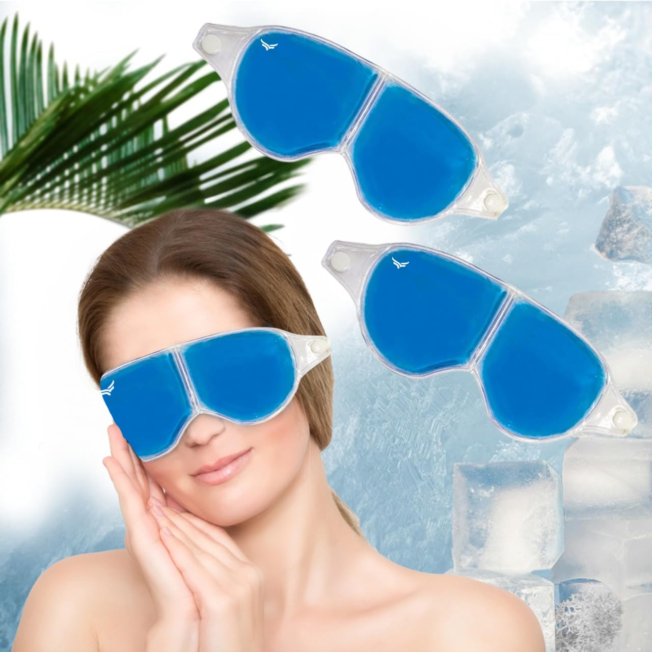 VFK by Xtrim Eye Mask (Pack of 2) with Cooling Gel for Sleeping, Eye Mask for Dark Circles, Dry Eyes, Cooling, Pain Relief, Relaxing, Redness, Patches, Cooling Reusable Gel Pad with Stretchable Band