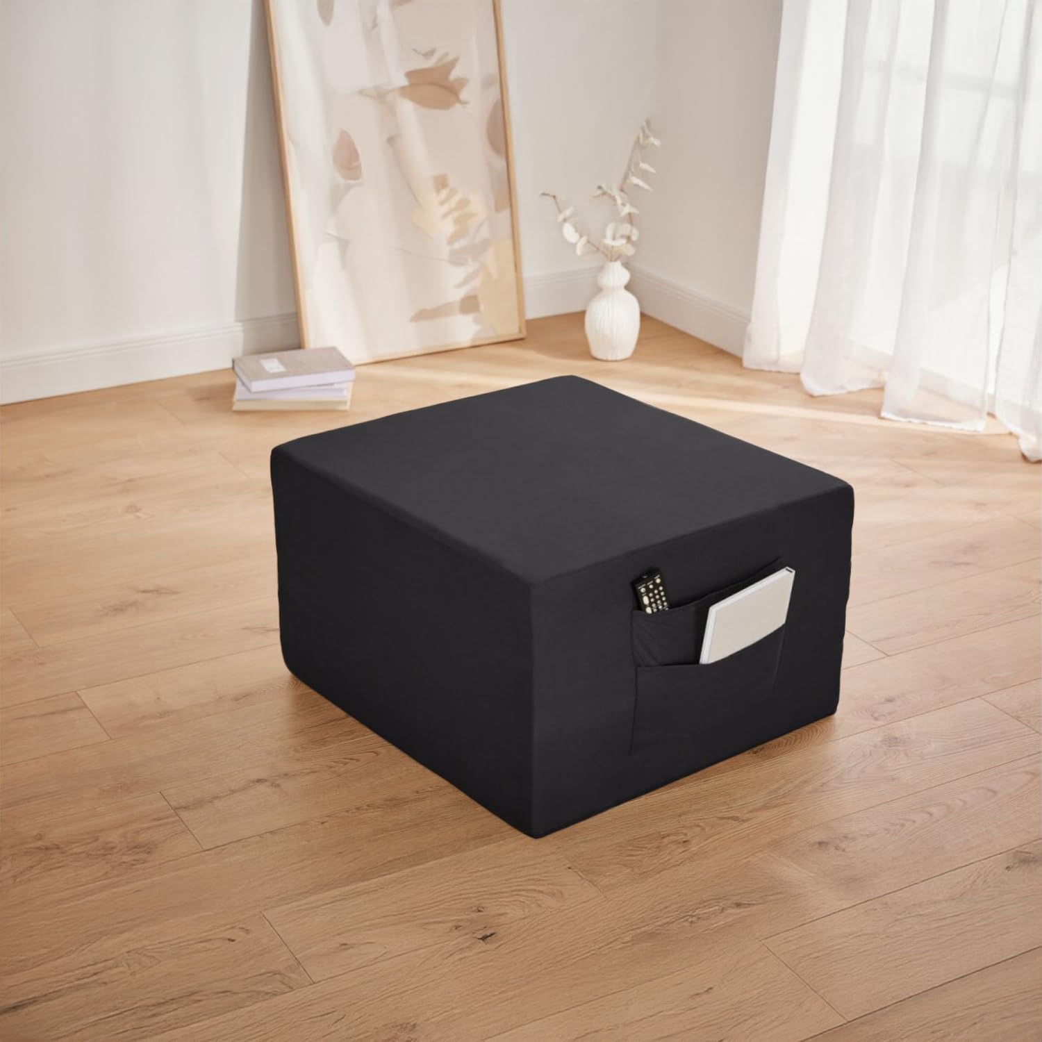 CloudComfort Materasso Matrimoniale Pieghevole Ospiti 140x195 cm 6 Pezzi Nero Letto Matrimoniale e Singolo Con Borsa Per Il Trasporto, Nucleo In Schiuma Extra Spessa Altezza 14 Cm Singolo
