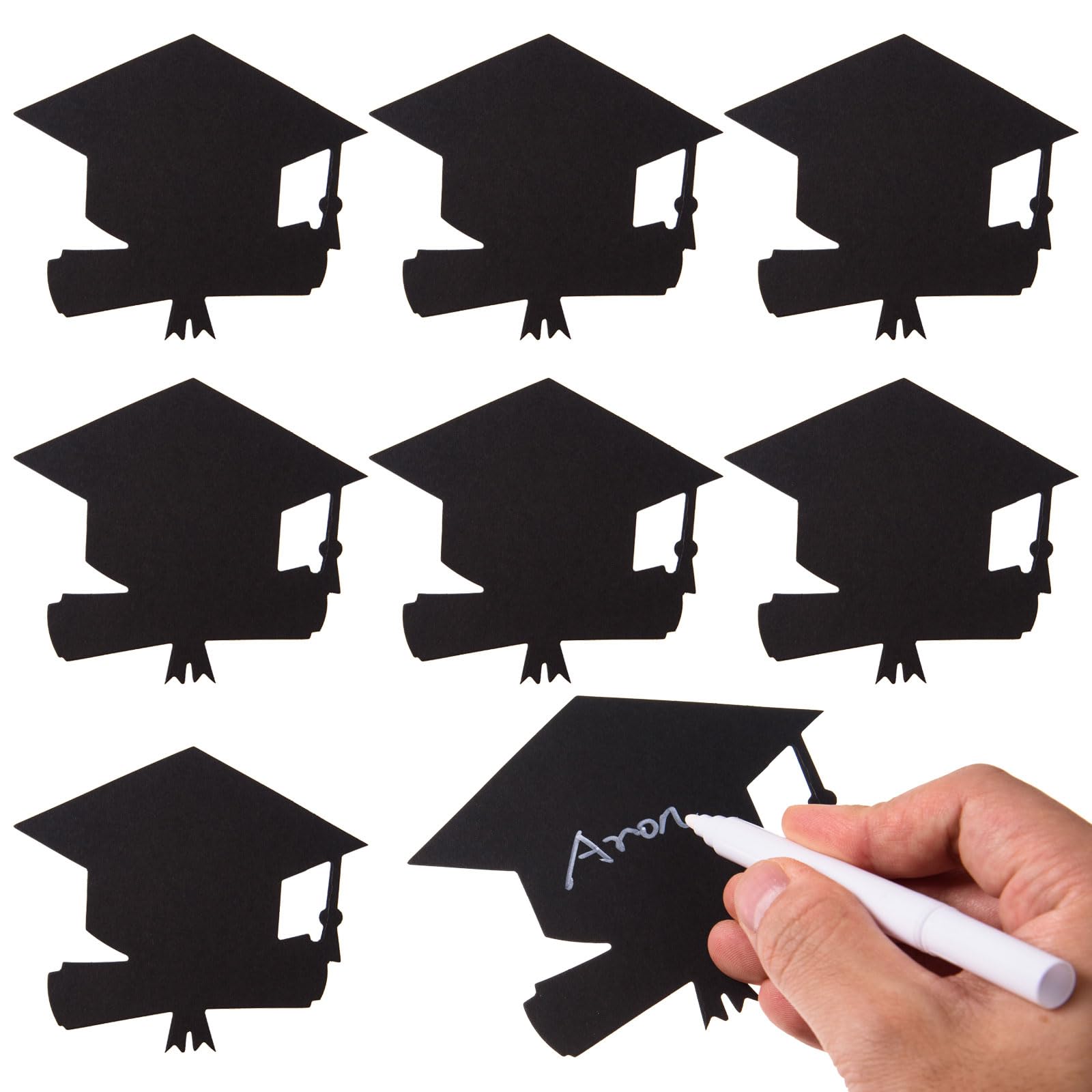 MixTeach 200 Pcs Grad Caps Cutouts 3.94" Paper Graduation Cap with Diploma Shapes Die Cut Class of 2025 Graduation Party Decorations Hat Cutouts for