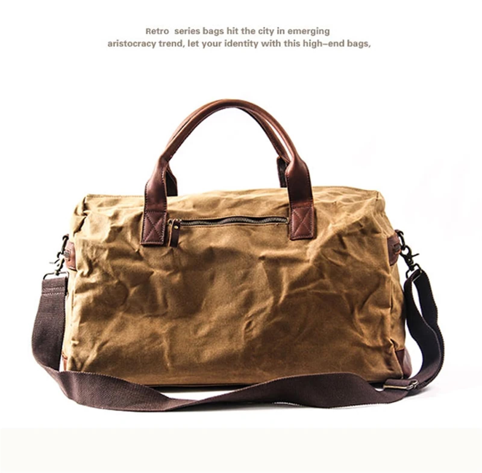 Reisetasche Wasserdichte gewachste Canvas-Leder-Herren-Reisetasche, Handgepäck-Tasche, Handgepäck, große Tragetasche, Vintage-Herren-Reisetasche, Wochenendtasche, große Übernachtungstasche(Green)