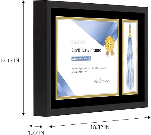 Miniatura 8 de Melannco Marco de diploma de madera mate negra de 23 x 12 pulgadas, el marco muestra un certificado de 8.5 x 11 pulgadas, una foto de 4 x 6
