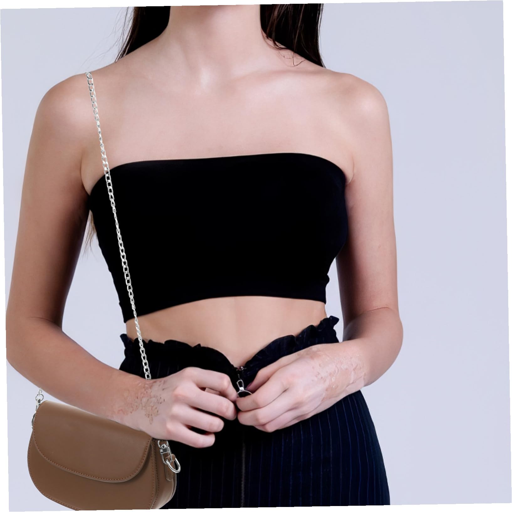 SOIMISS 8 Piezas Cadena Metálica Extensible para Bolso Correa Plana Desmontable Ajustable para Bandolera y Bolso de Mano Repuesto Resistente para Uso Diario