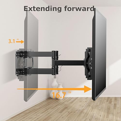 Miniatura 6 de Soporte de pared para TV de movimiento completo para la mayoría de televisores LCD LED 4K planoscurvos de 26 a 65 pulgadas, brazos articulados