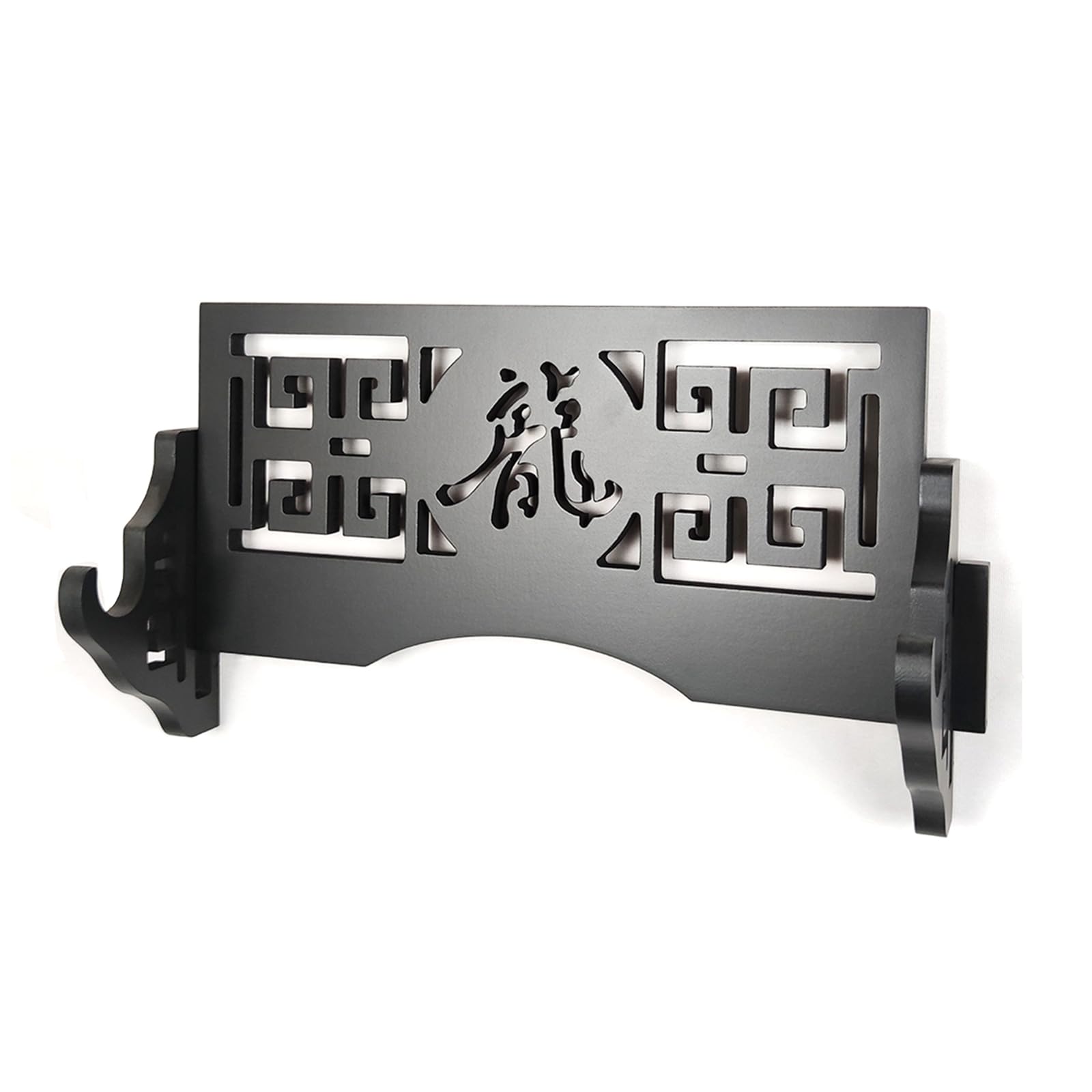 Hjhuua Black 2 1-4Tier/Black Wall-Mounted Sword Stand,Hollow Sword Rack,Multi-Function Decorative Stands,Wooden Sword Display Rack For Katana,Flute,Samurai Sword,Bokken