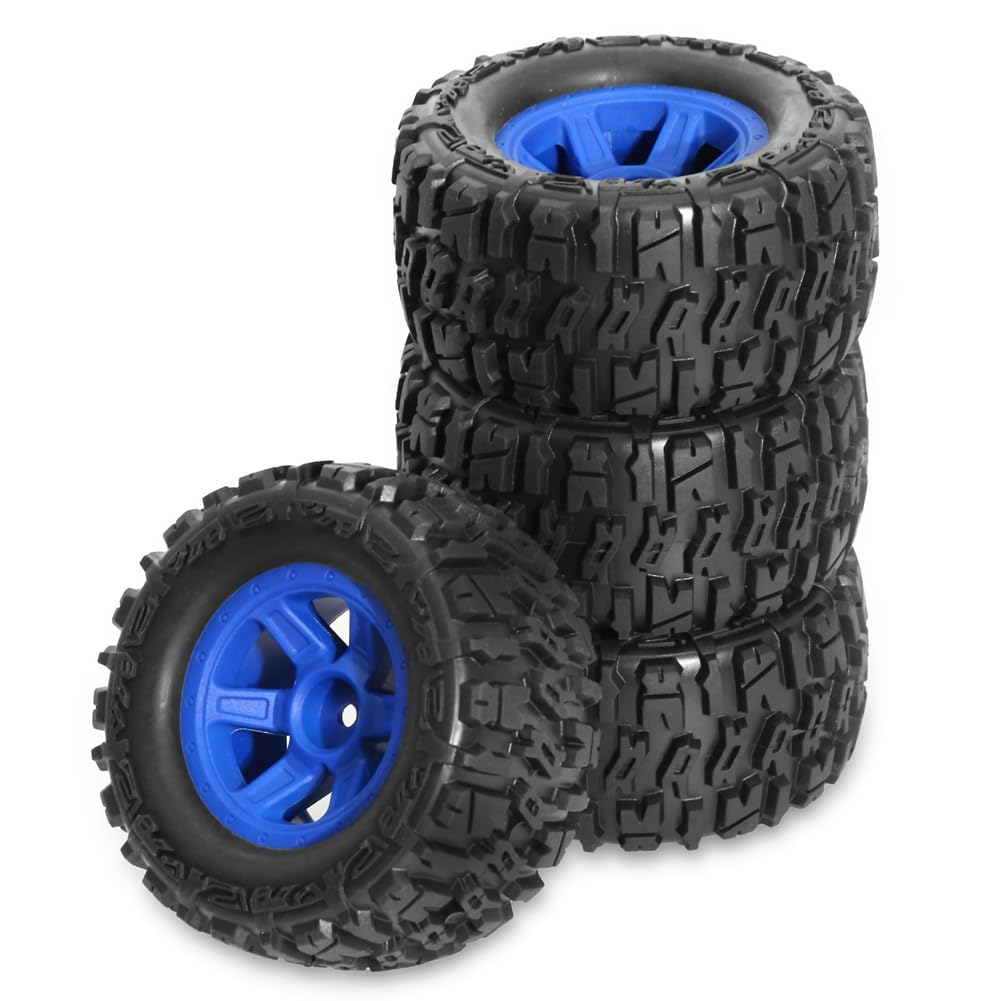 4pcs 90mm Rubber Tire Wheel Tyre for 1/14 1/16 1/18 RC Crawler Car Upgrade Parts Accessories Blue