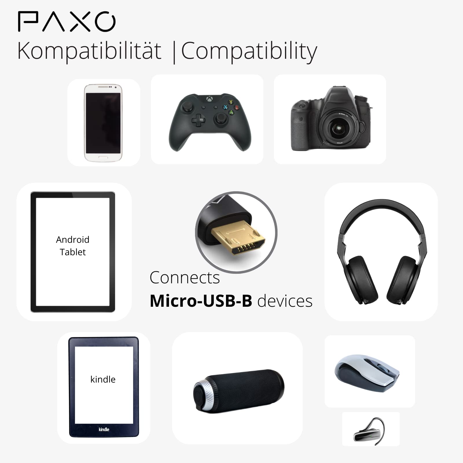 1 m kabel przyłączeniowy OTG USB, kabel MICRO-USB na MICRO-USB, kabel do transmisji danych, kabel do ładowania, USB 2.0, czarny