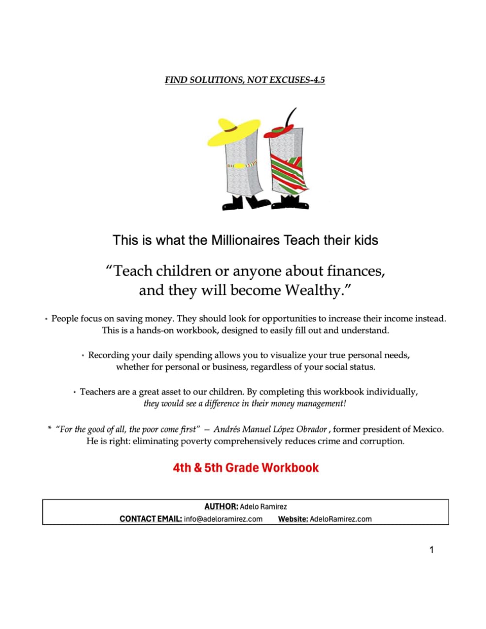 Find Solutions, Not Excuses 4.5: 4th & 5th Grade Workbook