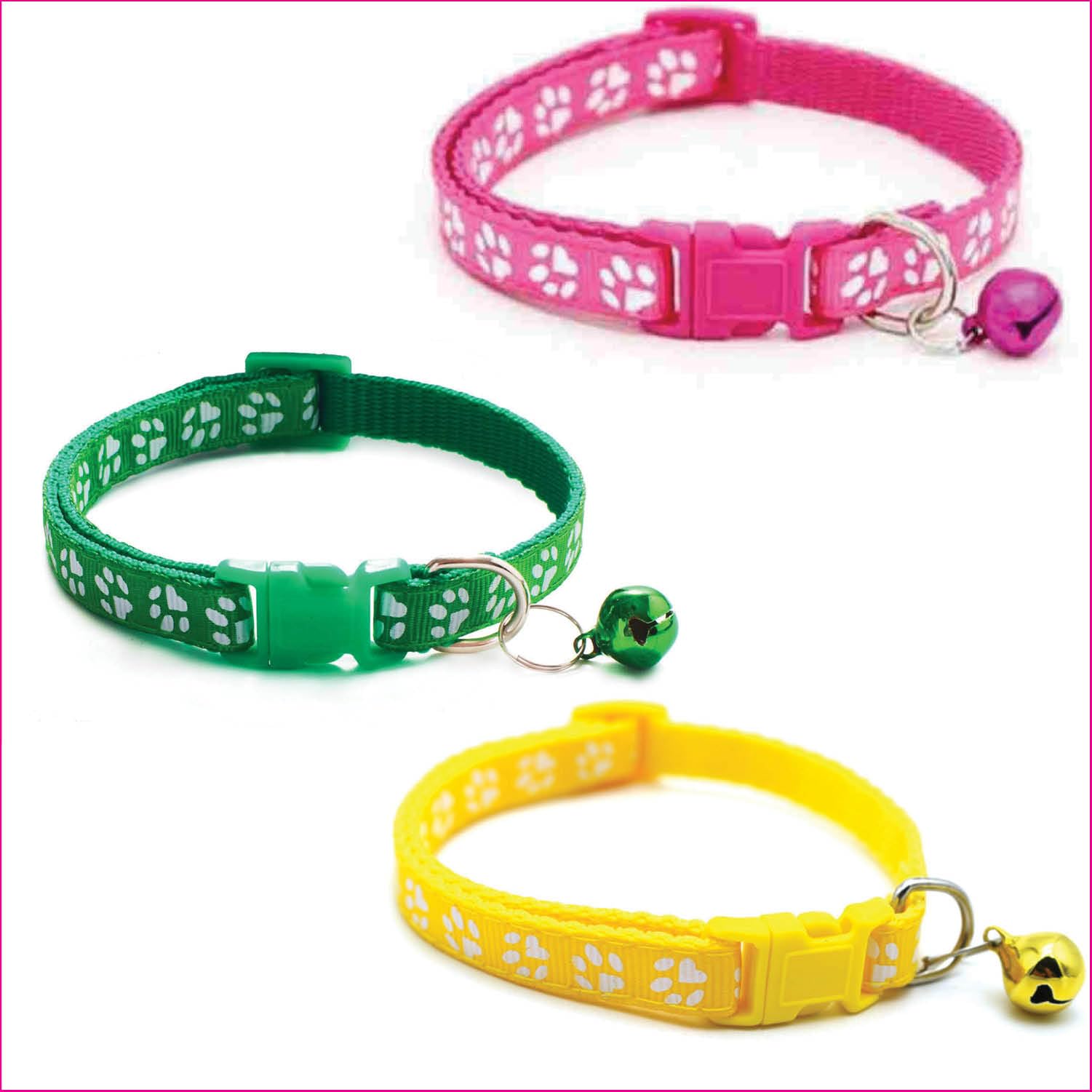 Litvibes Cat Collars Set Of 3 With Bell,Kitten & Small Dogs Soft Adjustable Collar Safe,Solid & Protection Breakaway For Cats & Puppies,Cute Kitty Neckband With Paw Print-(Dark Pink,Yellow,Dark Green) (B0CXVDP8M2) Amazon Price History, Amazon Price Tracker